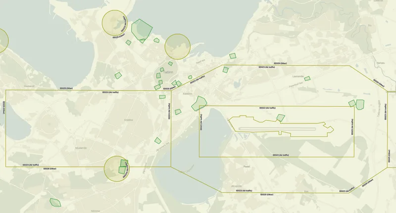 Õhuruumi piirangute kaart Tallinnas