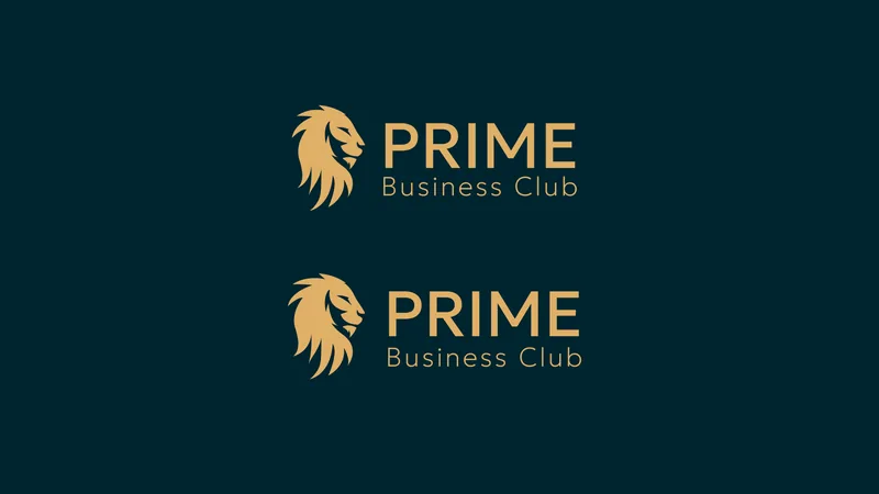 Two logo variants with golden lion — different typographic approaches