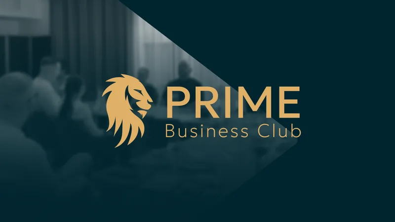 Prime Business Club brandbook cover — golden lion logo